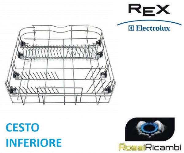 REX ELECTROLUX CESTO INFERIORE LAVASTOVIGLIE CESTELLO RUOTE ORIGINALE 4055385498