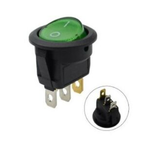 Interruttore luminoso verde tondo da incasso diametro 20 mm. ricambio a bilanciere - immagine 1