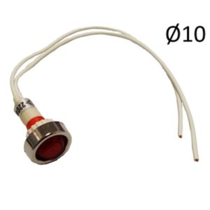 Lampada spia rossa luminosa ricambio da incasso con fili e ghiera di fissaggio cromata - - immagine 1