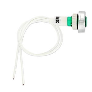 Lampada spia verde luminosa ricambio da incasso con fili e ghiera di fissaggio cromata - immagine 1