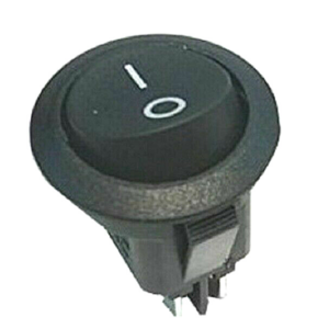 Ricambio interruttore bipolare tondo nero da incasso diametro foro 20 mm. 4 faston - immagine 1