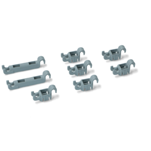 Kit ganci fermo cestello inferiore lavastoviglie Bosch Siemens Neff codice ricambio 00611472 - immagine 1
