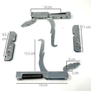 Kit cerniera forno 157 x 20 interasse 144 + 2 portarulli 111 x 13 porta leggera Lofra - immagine 1