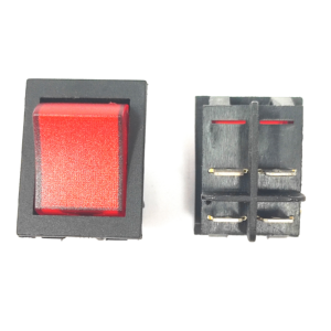 Ricambio pulsante bipolare luminoso di colore rosso 16a 4 faston cava 22x30 mm - immagine 1