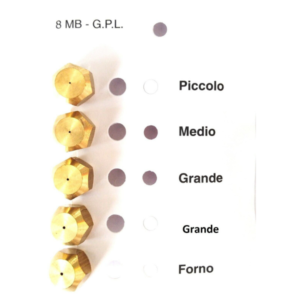Ugelli iniettori cucina 4 fuochi + forno gas gpl filetto 8mb 2 grandi - immagine 1