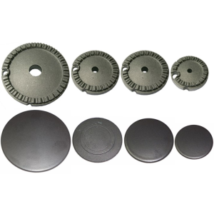 Kit bruciatori e piattelli spartifiamma satinati per piano cottura Rex Electrolux Castor Zanussi Zoppas 4 fuochi - immagine 1