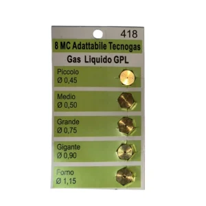 Ugelli iniettori cucina tecnogas 4 fuochi + forno gpl filetto 8MC - immagine 1