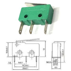 Microswitch microinterruttore con leva 10 Amp 3 mini faston - immagine 1