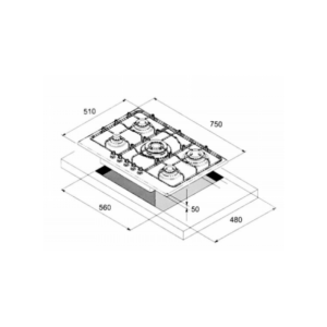 Piano Cottura Lofra 5 Fuochi in Acciaio Inox – Made in Italy - immagine 2