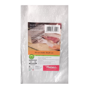 Sacchetti per alimenti per macchina sottovuoto Reber - misure 15 X 25