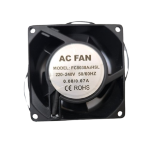 Ventola di raffreddamento assiale quadrata 220 Volt 80 x 80 x 38 mm.